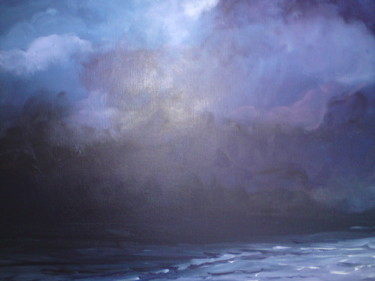 Painting titled "prémice d'orage Bre…" by Claudine Viégas, Original Artwork, Oil