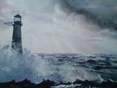 Картина под названием "tempête sur Ars Men" - Claudine Viégas, Подлинное произведение искусства, Масло