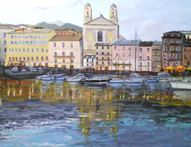 Картина под названием "port de Bastia en s…" - Claudine Viégas, Подлинное произведение искусства