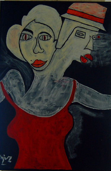 Painting titled "les danseurs" by Claudine Leroy, Original Artwork, Acrylic
