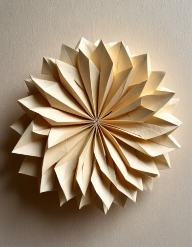 Arte digitale intitolato "Flor de origami" da Cláudio Aragão, Opera d'arte originale, Immagine generata dall'IA