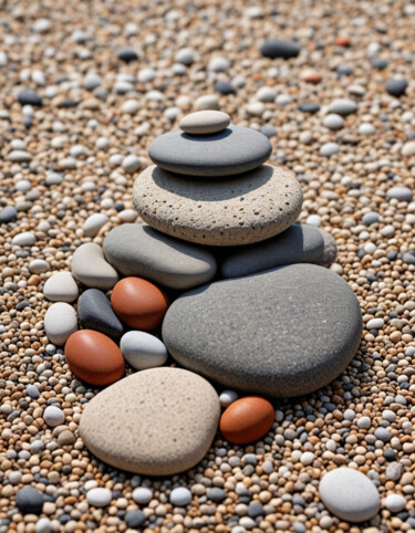 Digital Arts titled "River Stones" by Cláudio Aragão, Original Artwork, AI generated image