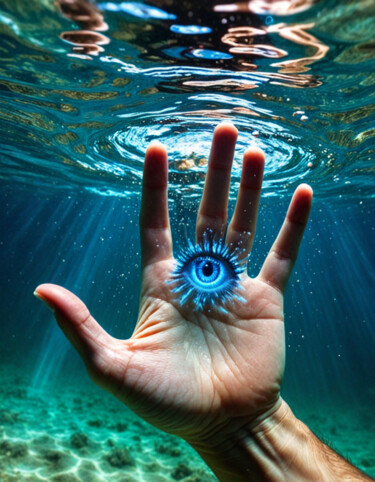数字艺术 标题为“Underwater Eye In H…” 由Cláudio Aragão, 原创艺术品, AI生成的图像