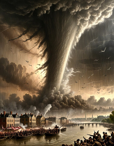 Digitale Kunst getiteld "The Tornado's Inter…" door Cláudio Aragão, Origineel Kunstwerk, AI gegenereerde afbeelding