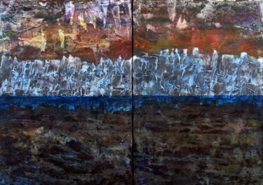 Pintura intitulada "Glaciares" por Claudio Boczon, Obras de arte originais, Acrílico Montado em Painel de madeira