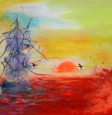 Malerei mit dem Titel "Le vaisseau fantôme" von Claudy, Original-Kunstwerk, Acryl