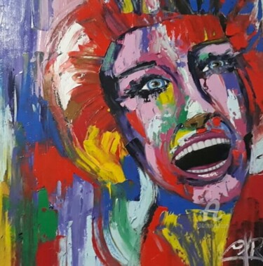 Painting titled "Olharei para os mon…" by Cláudia Ribeiro Oficial, Original Artwork, Oil Mounted on Other rigid panel