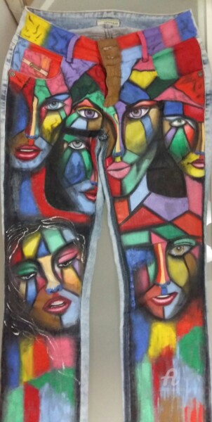 Peinture intitulée "Jeans Art" par Cláudia Ribeiro Oficial, Œuvre d'art originale, Acrylique