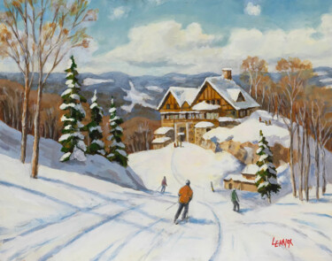 Painting titled "Skiers Bliss" by Clayt Lennox, Original Artwork, Acrylic Mounted on Other rigid panel