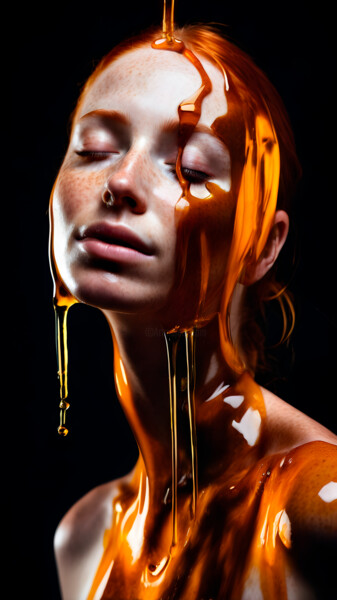 Digital Arts titled "Pouring Down Honey" by Cleber Medeiros, Original Artwork, AI generated image