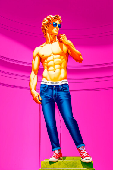 Arte digital titulada "Pop David" por Cleber Medeiros, Obra de arte original, Imagen generada por IA