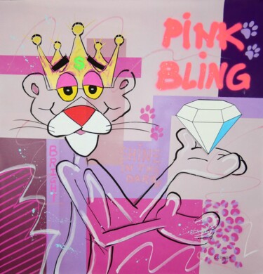 Painting titled "Pink BLING" by Clehgoh, Original Artwork, Acrylic