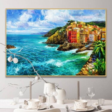 Malerei mit dem Titel "Cinque Terre Riomag…" von Clelia Molinari, Original-Kunstwerk, Öl