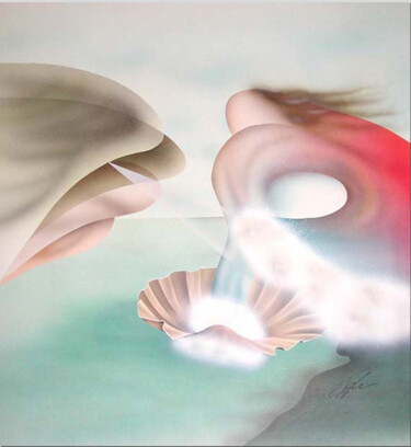 Malerei mit dem Titel "Die Schaum geborene" von Clemens Teichmann, Original-Kunstwerk, Airbrush