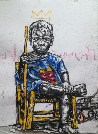 Рисунок под названием ""Born To Conquer"" - Clement Mohale, Подлинное произведение искусства, Акрил