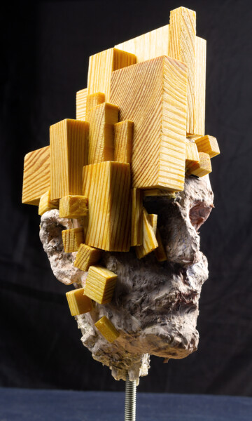 Sculptuur getiteld "Head I" door Clement Scarpi, Origineel Kunstwerk, Papier maché