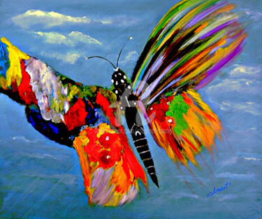 Pintura titulada "The Colorful Happy…" por Clement Tsang, Obra de arte original, Oleo
