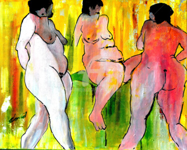 绘画 标题为“O-Three Nude Ladies…” 由Clement Tsang, 原创艺术品, 油