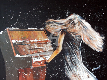 Painting titled "Playing Piano under…" by Clement Tsang, Original Artwork, Acrylic