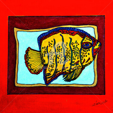 제목이 "Red Fish"인 미술작품 Clement Tsang로, 원작, 기름