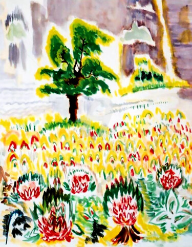 Malarstwo zatytułowany „W-Colorful Garden” autorstwa Clement Tsang, Oryginalna praca, Akwarela