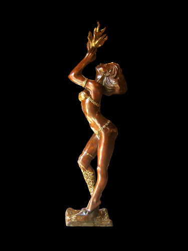 Sculpture titled "Le feu sacré" by Clerc-Renaud, Original Artwork, Metals