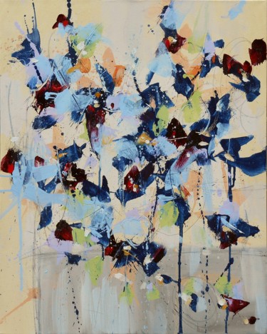 Pintura intitulada "Fleur de La Rivière…" por Cynthia Ligeros, Obras de arte originais, Óleo Montado em Armação em madeira