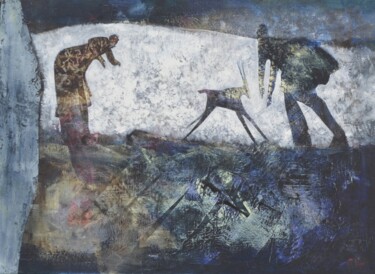 Schilderij getiteld "Oryx" door Clive Manuel, Origineel Kunstwerk, Olie