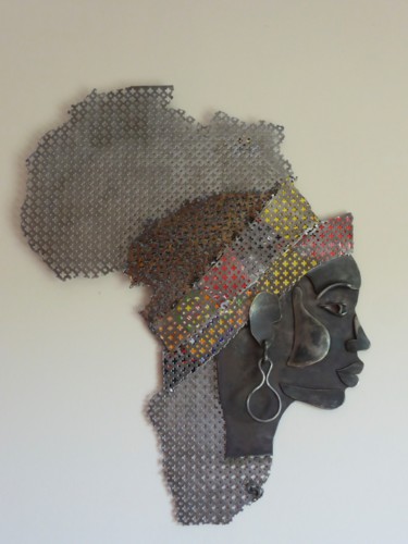Sculpture intitulée "visage d'Afrique" par Claude Germain, Œuvre d'art originale