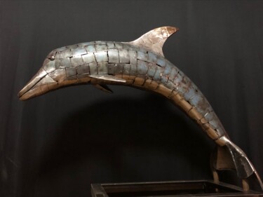 Skulptur mit dem Titel "Flipper" von Claude Germain, Original-Kunstwerk, Metalle