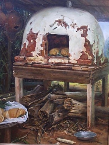 Pintura intitulada "Forno de assar pão." por Clodoaldo Martins, Obras de arte originais, Óleo