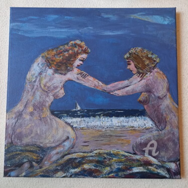 Painting titled "Baigneuses" by Clotilde Lienhardt (CLO), Original Artwork, Acrylic