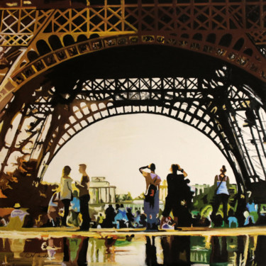 Painting titled "la tour eiffel" by Clotilde Nadel, Original Artwork, Oil