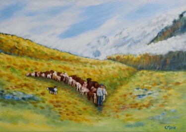 Peinture intitulée "Berger des pyrenees" par Cmarie, Œuvre d'art originale, Acrylique