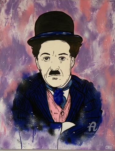 Schilderij getiteld "CHAPLIN" door Cobo, Origineel Kunstwerk, Acryl