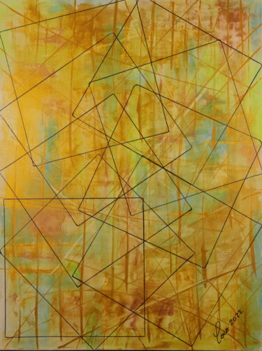 Pintura titulada "GOLDEN GEOMETRY" por Coco, Obra de arte original, Acrílico Montado en Bastidor de camilla de madera