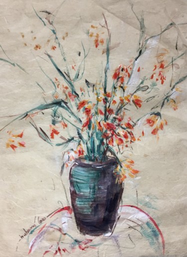 Картина под названием "Fleurs" - Thu Huong Coco, Подлинное произведение искусства, Акрил