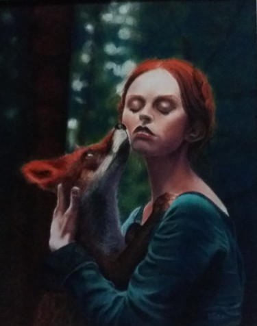 Pittura intitolato "La renarde" da Colette Tournier, Opera d'arte originale, Pastello Montato su Pannello di legno
