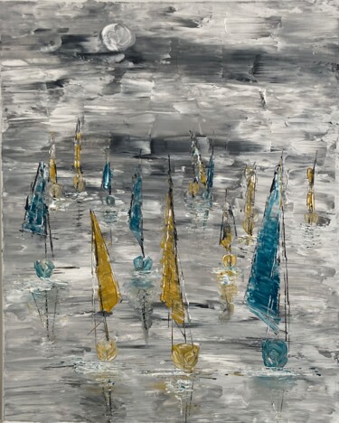 Pintura titulada "Abstract régate" por Coline Quach (Maze), Obra de arte original, Acrílico Montado en Bastidor de camilla d…