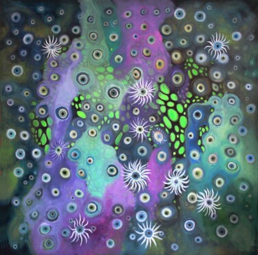 Painting titled "Photosynthesis 3" by Collay Anne, Original Artwork, Oil Mounted on Wood Stretcher frame