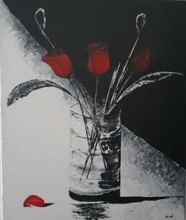 Schilderij getiteld "Roses rouges" door Sight, Origineel Kunstwerk, Acryl