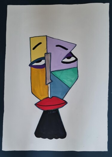 Malerei mit dem Titel "Abstract face" von Connie Whelan, Original-Kunstwerk, Acryl