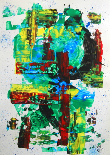 Malerei mit dem Titel "Abstract on paper 26" von Conrad Bloemers, Original-Kunstwerk, Acryl