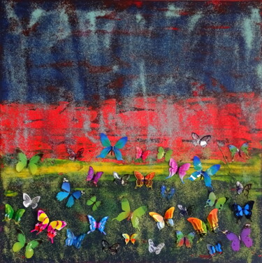 Pintura intitulada "Butterfly orgie" por Conrad Bloemers, Obras de arte originais, Acrílico
