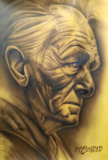 Painting titled "old man" by Conrad Willemsen, Original Artwork, Airbrush