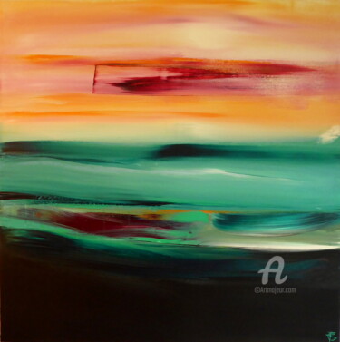 Malerei mit dem Titel "Sunset Horizon" von Constance Robine, Original-Kunstwerk, Acryl Auf Keilrahmen aus Holz montiert