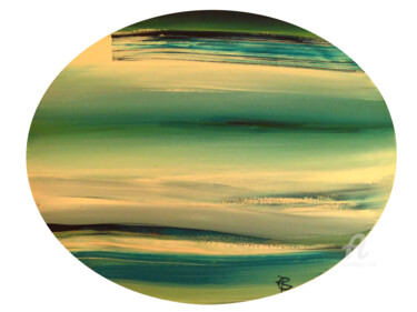 Painting titled "Zen Green" by Constance Robine, Original Artwork, Acrylic Mounted on Wood Stretcher frame