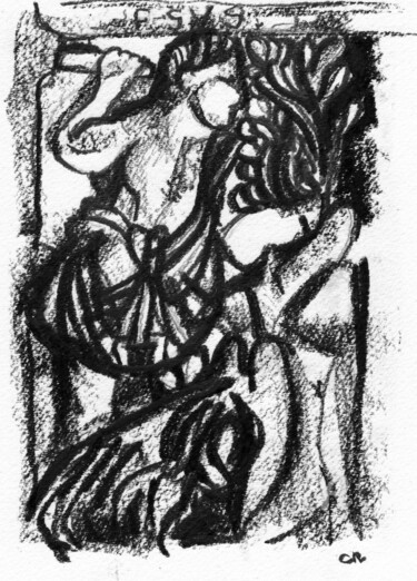 Disegno intitolato "esus bûcheron divin…" da Constance Robine, Opera d'arte originale