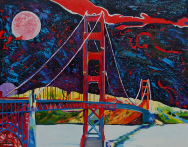 Peinture intitulée "Golden Gate" par Constantin Roucault, Œuvre d'art originale, Huile