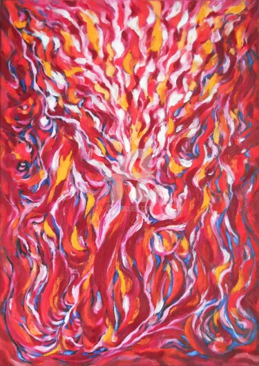 Painting titled "RED &amp; RED" by Constantin Popescu, Original Artwork, Oil